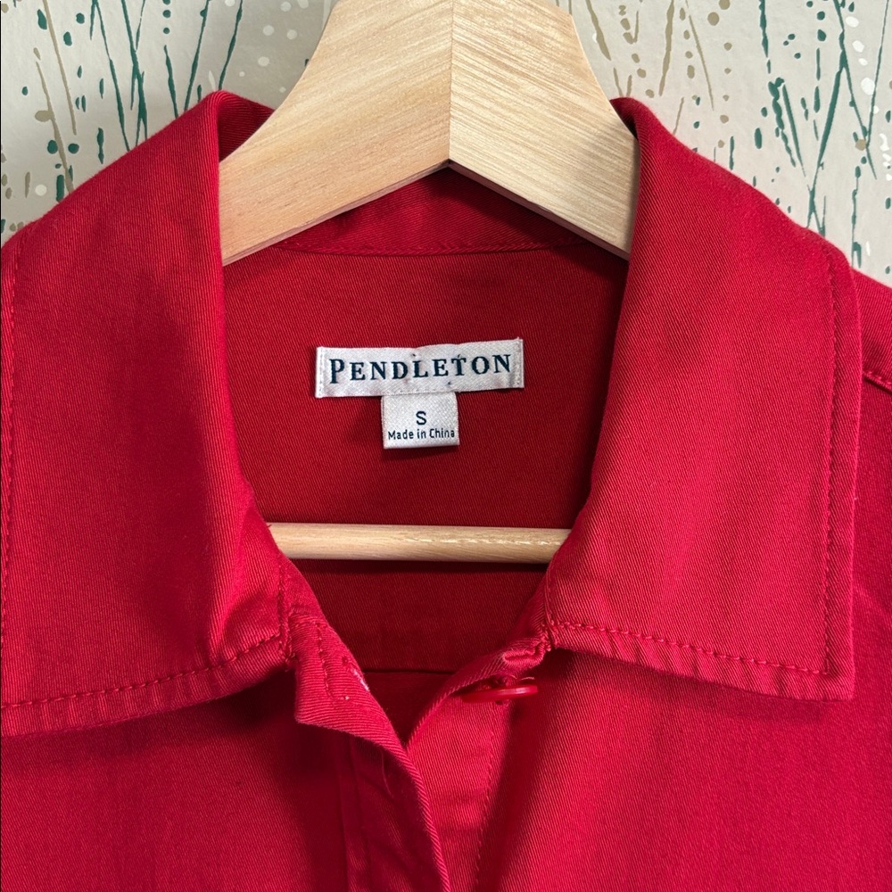 Pendleton Stretch Cotton Button Up Jacket Red Siz… - image 4